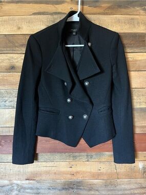 Ann Taylor Black Double-Breasted Military-Style Blazer